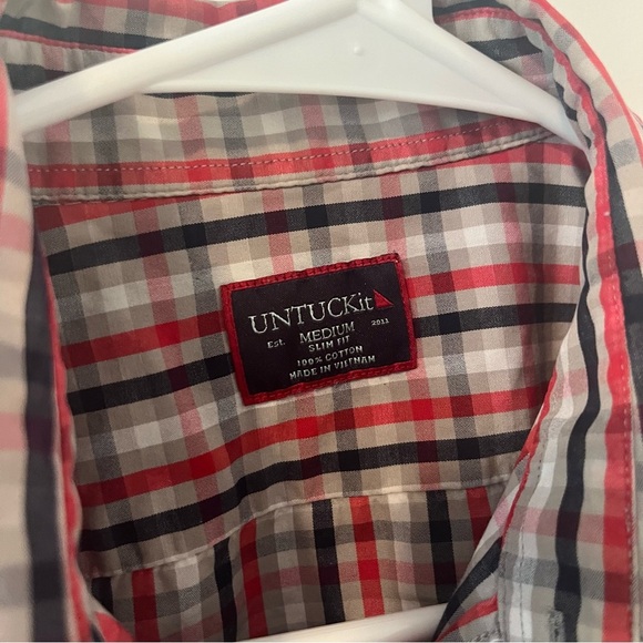 UNTUCKit Men’s Plaid Button Down Slim Fit Medium Red - Picture 2 of 9